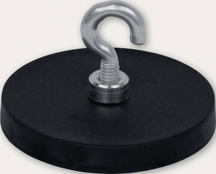 Neodymmagnet D.43mm gummierter Magnet,m.Hak.D.6,4mm 5St./Karton EICHNER-0