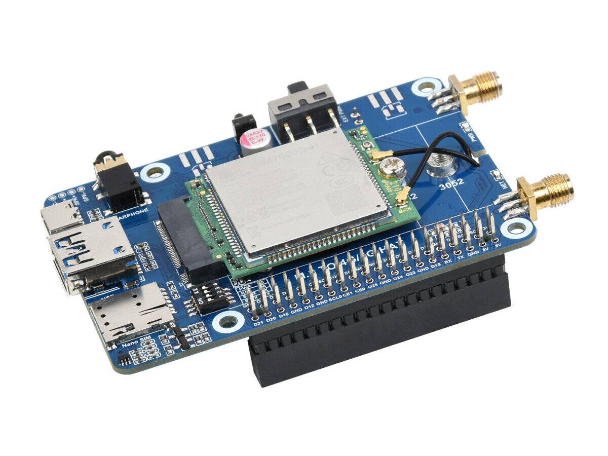 WaveShare SIM7600G-H M.2 4G HAT for Raspberry Pi LTE CAT4 High Speed 4G/3G/2G GNSS Global Band-5