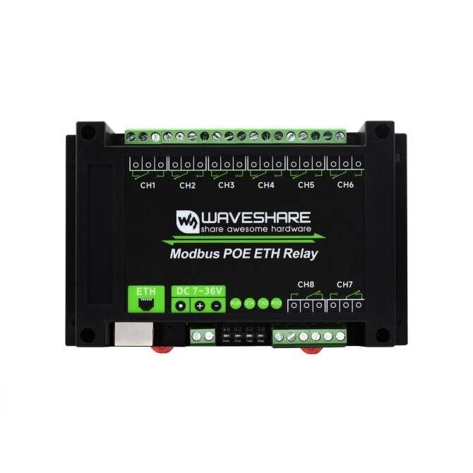WaveShare 8CH PoE Ethernet Relay Module, Modbus RTU/Modbus TCP Protocol-0