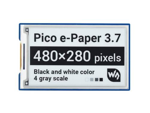 WaveShare 3.7inch E-Paper E-Ink Display Module for Raspberry Pi Pico 480x280 Black White SPI