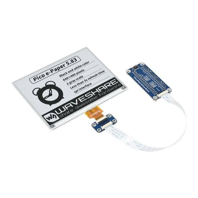 WaveShare 5.83inch E-Paper E-Ink Display Module for Raspberry Pi Pico 648x480 Black White SPI-5
