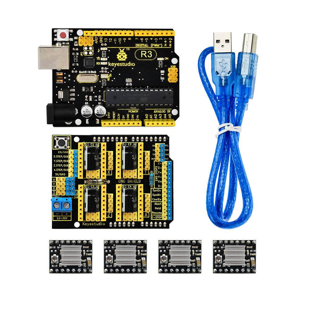 Keyestudio CNC Kit for Arduino Uno R3 (CNC Shield V3 + A4988 / GRBL Compatible)-0