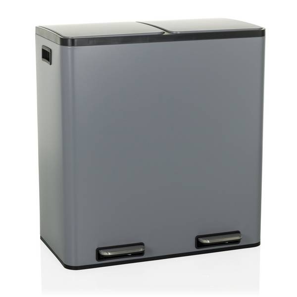 Abfallsammler Mülltrennsystem Clean 13 - 60L (2x30L) Stahl grau hjh OFFICE
