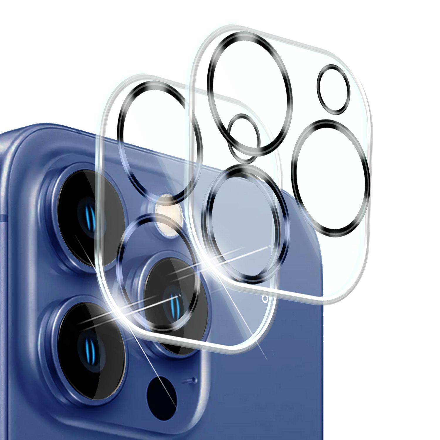 NALIA 2x Kamera Schutzglas für iPhone 16 Pro, Klarer Linsenschutz für Rückkamera, Transparenter Kameraschutz, Kameraglas-0
