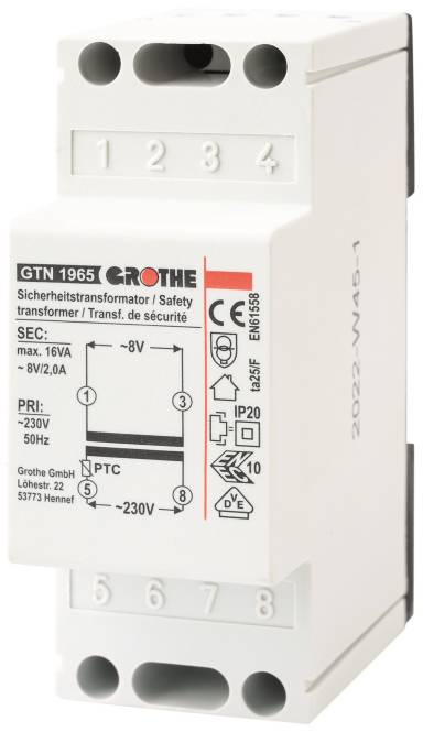 GRO Trafo 8V 14102 GT 1965 2,0A REG Install.Baumaterial Hauskomm/Batt/Sicher Schwachstrommaterial-0