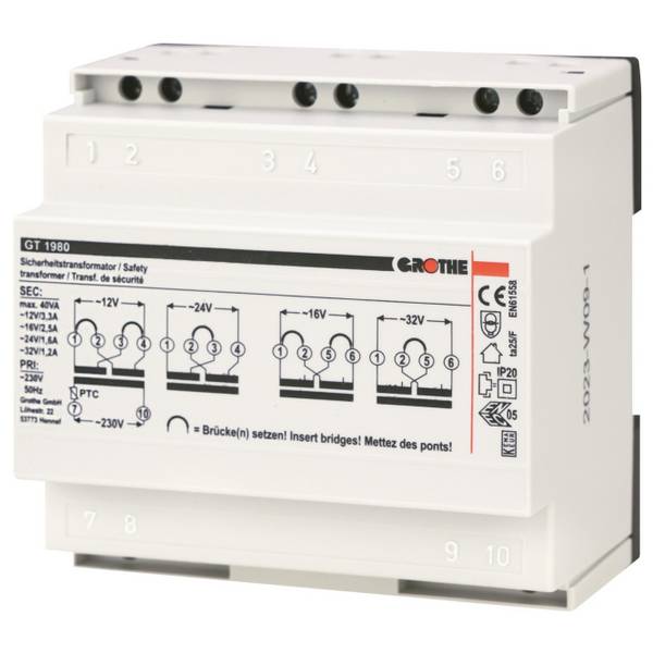 GRO Trafo 12/16/24/32V 14140 GT 1980 3,3/2,5/1,6/1,2A REG Install.Baumaterial Hauskomm/Batt/Sicher