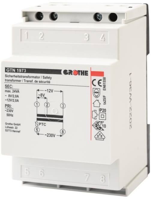 GRO Trafo 8-12V 14034 GT 1973 2,0/2,0A REG Install.Baumaterial Hauskomm/Batt/Sicher-0