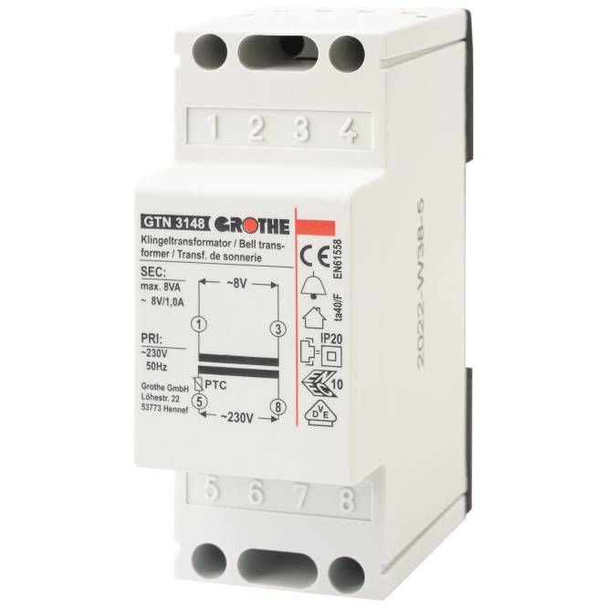 GRO Trafo 8V 14201 GT 3148 1,0A REG Install.Baumaterial Hauskomm/Batt/Sicher Schwachstrommaterial-0