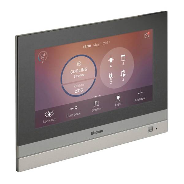 BTicino 3488 Touchscreen m.7z Bildschirm Schwarz Install.Baumaterial Hauskomm/Batt/Sicher