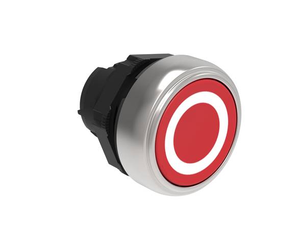 Lovato electric LPCB1104 Drucktaster, Rot mit Symbol "0", Ø22mm Platinum Serie, Kunststoff mit Verchromung, Bündig