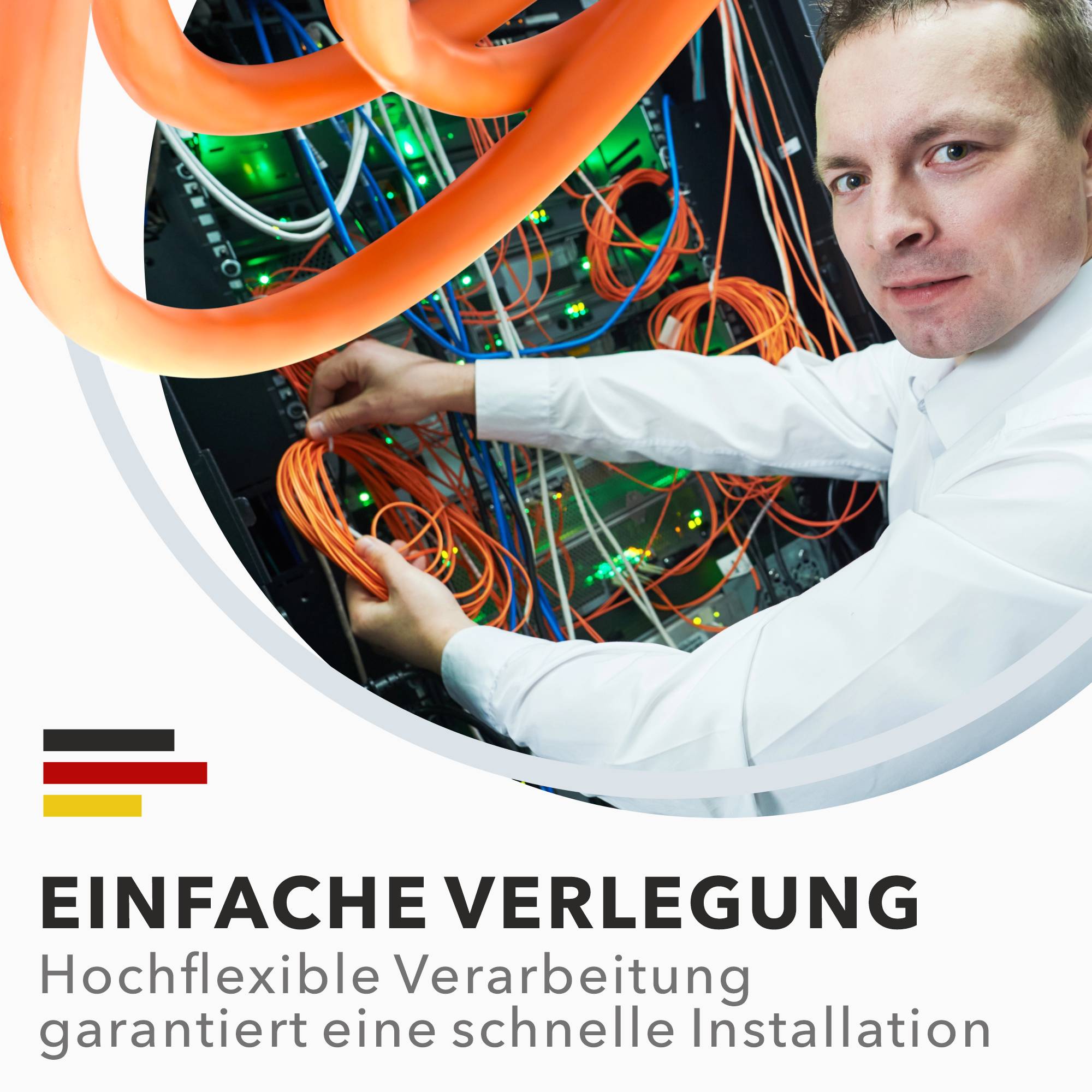 Cat.7 Netzwerkkabel Verlegekabel 1000 MHz S/FTP 15 m Rolle PIMF Orange-3