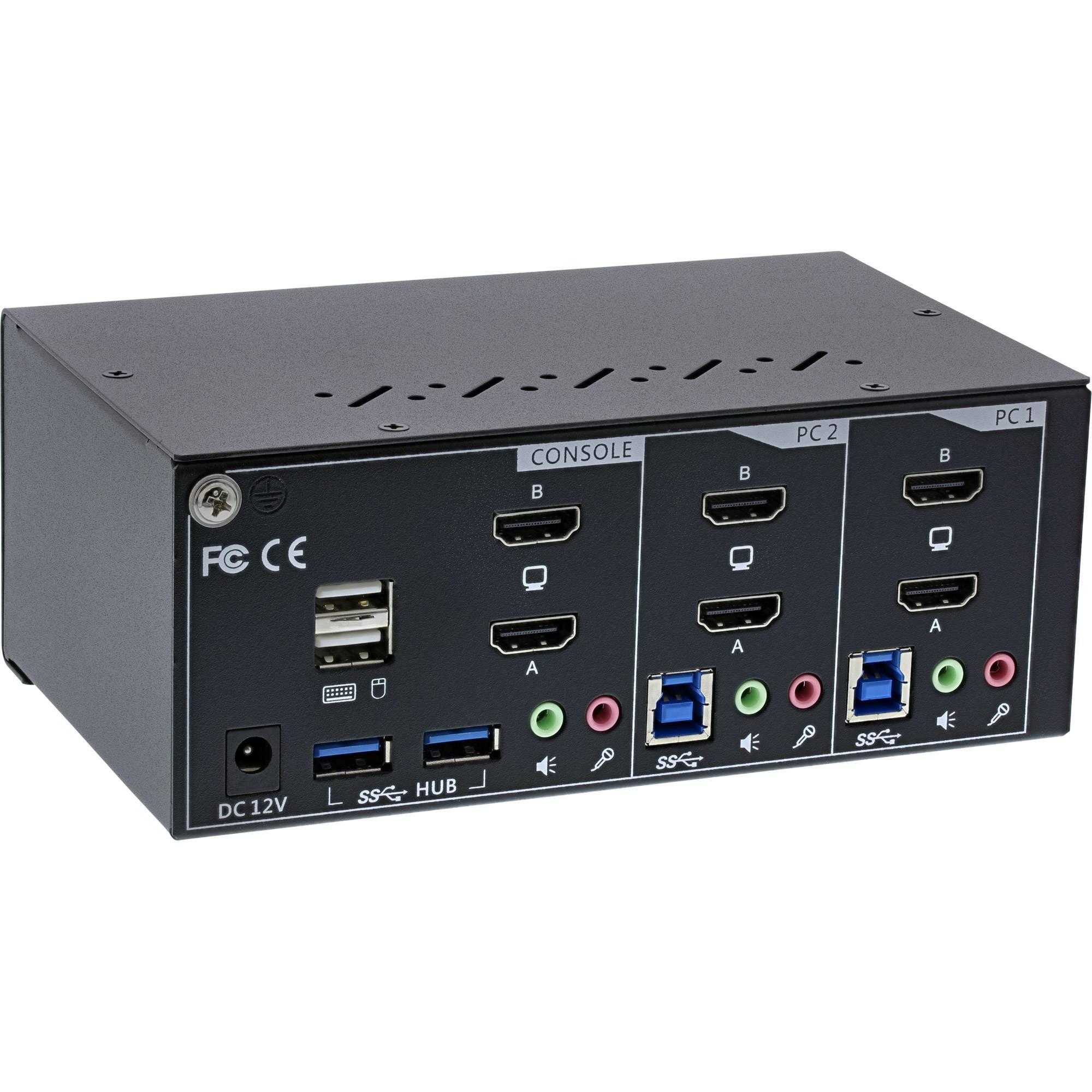 InLine® KVM Desktop Switch, 2-fach, Dual Monitor, HDMI, 4K, USB 3.0, Audio-1