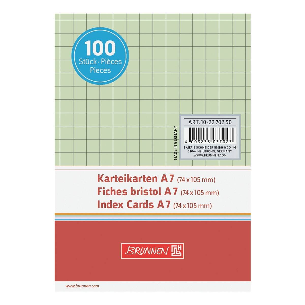 Karteikarten A7 kariert grün VE=100 Stück-1
