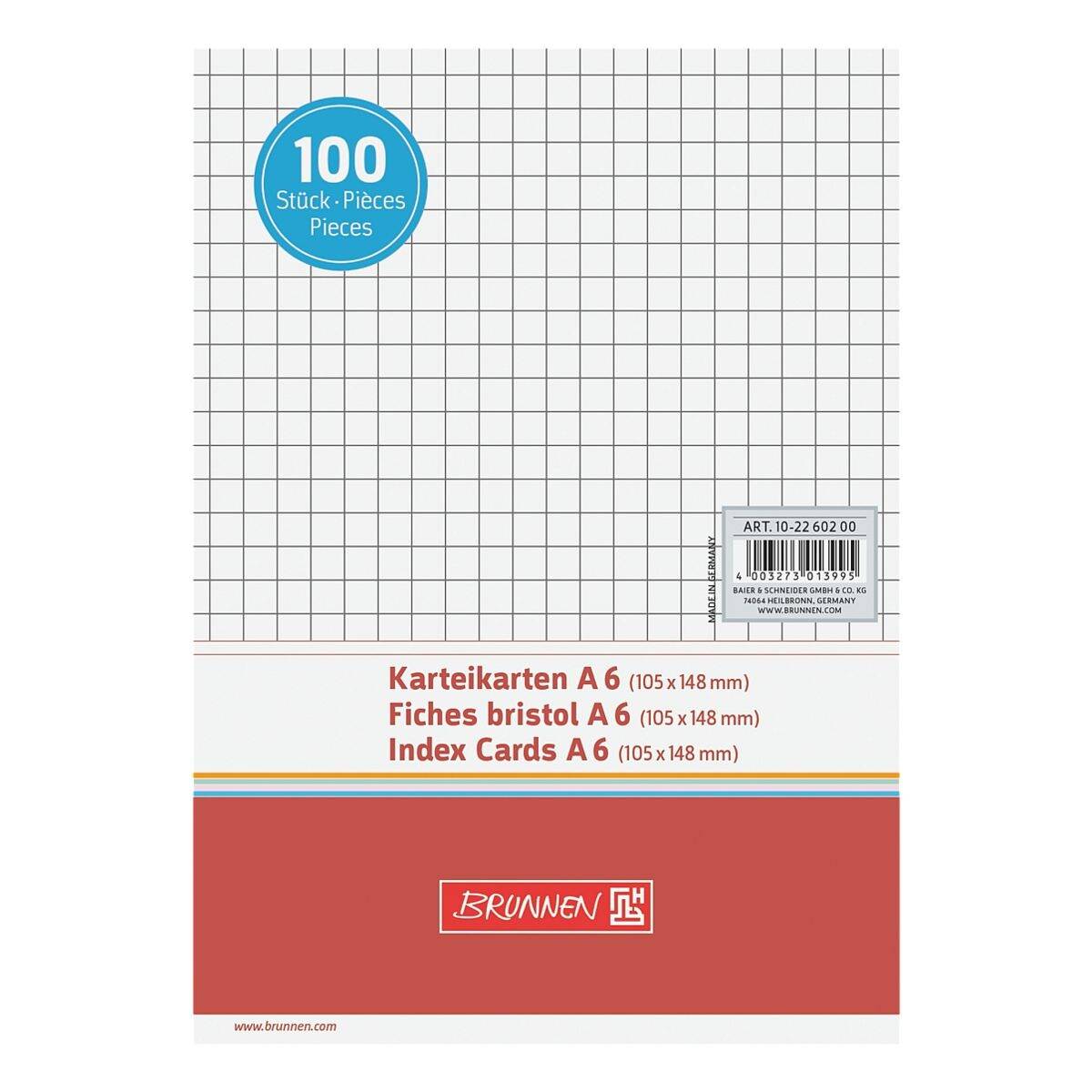 Brunnen Baier Karteikarten A6 quer, kariert-1
