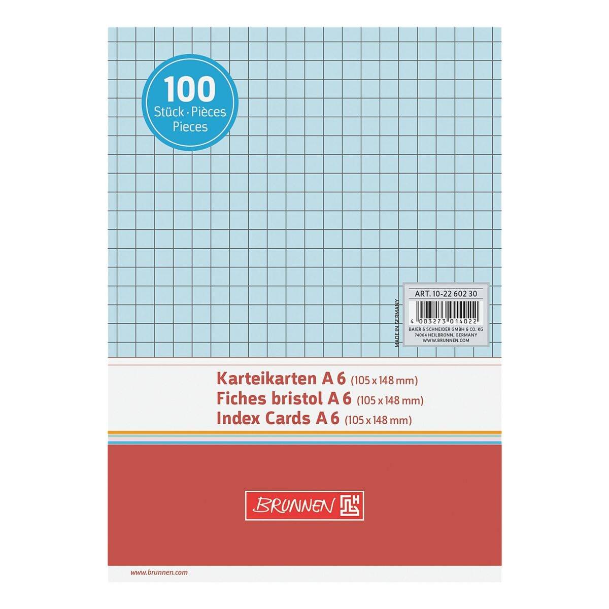 Brunnen Baier Karteikarten A6 quer, kariert-1