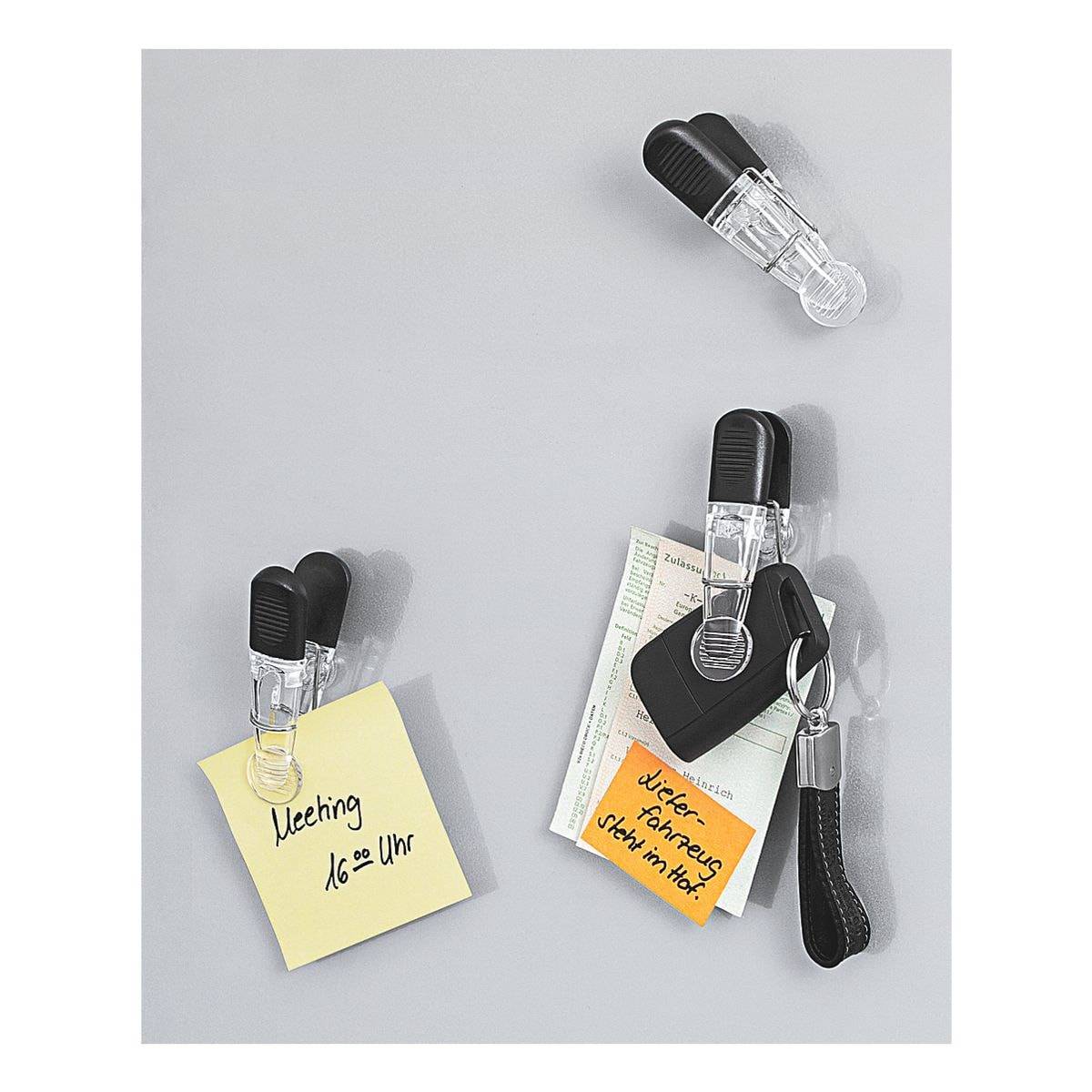 WEDO Notiz-Magnethalter GLOSSY, 4er Set, schwarz/glasklar-2