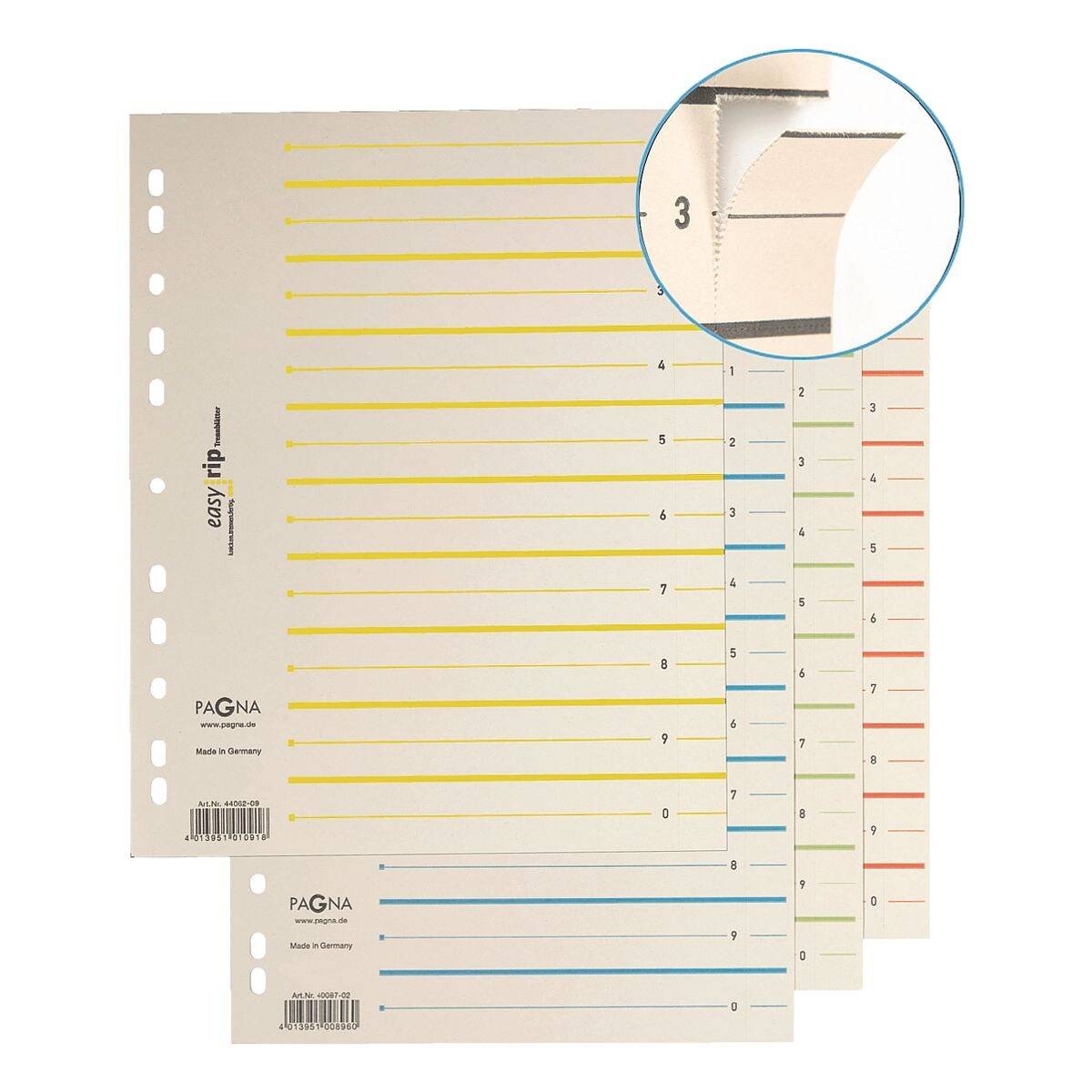 PAGNA Trennblätter »easy rip« 210 g/m² farbig sortiert - 10 Stück-0