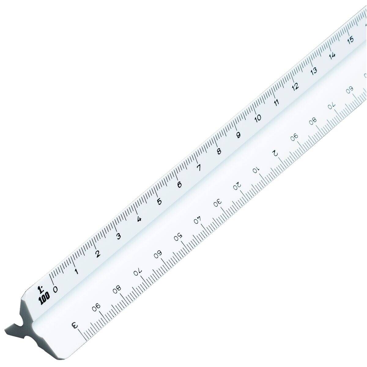 Dreikantmaßstab Maschinenbau Kunststoff 30cm weiß-2