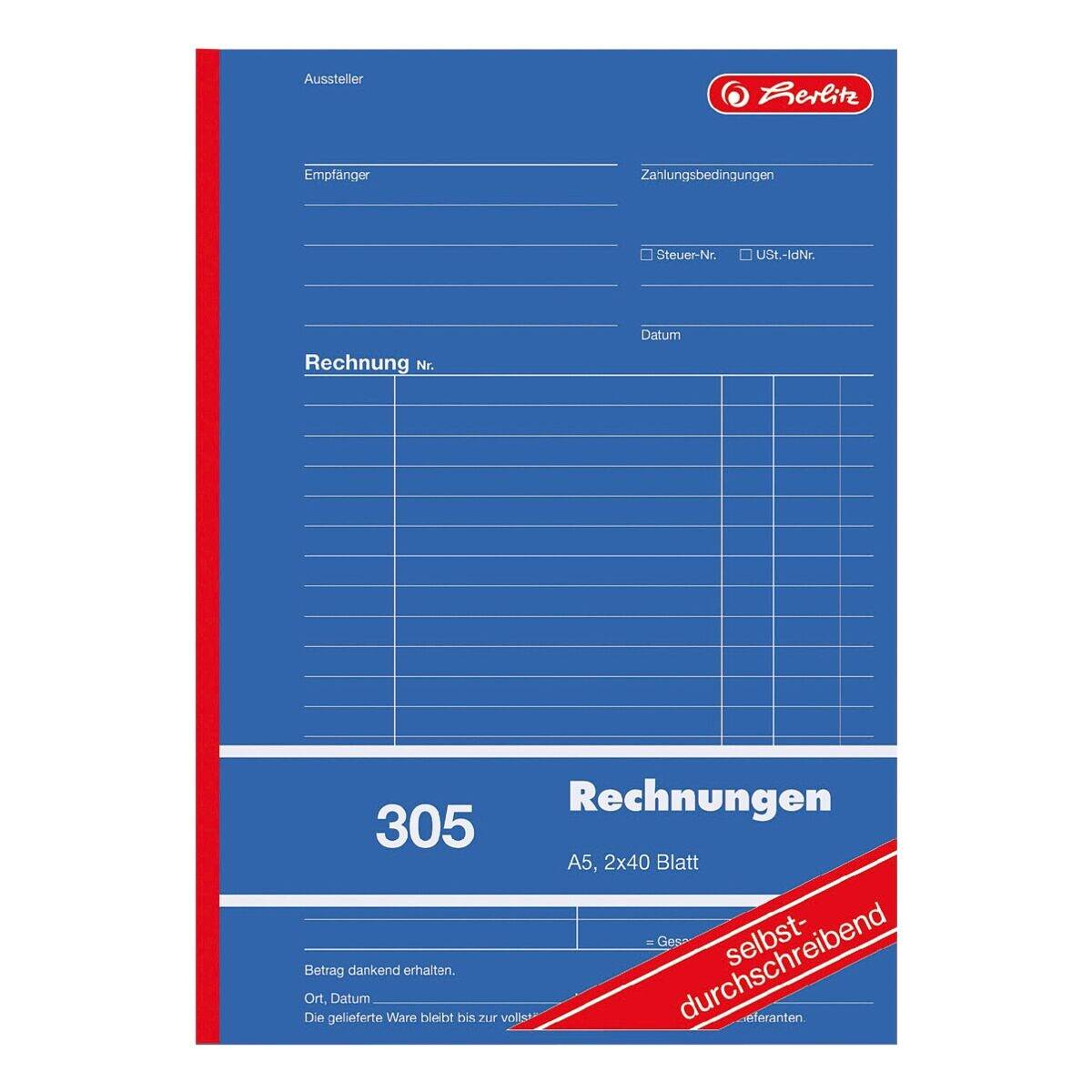 HERLITZ - Formularbuch"Rechnung 305" DIN A5 2 x 888529 - A5-1