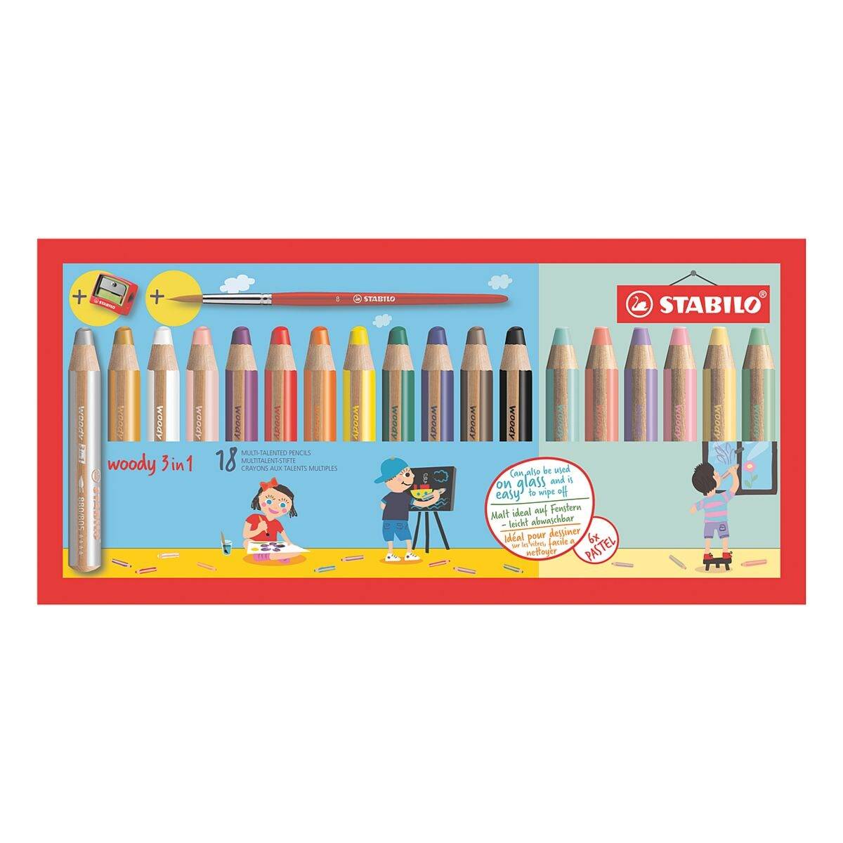 STABILO 18er-Pack Buntstifte »woody 3 in 1« inkl. Anspitzer und Pinsel-0