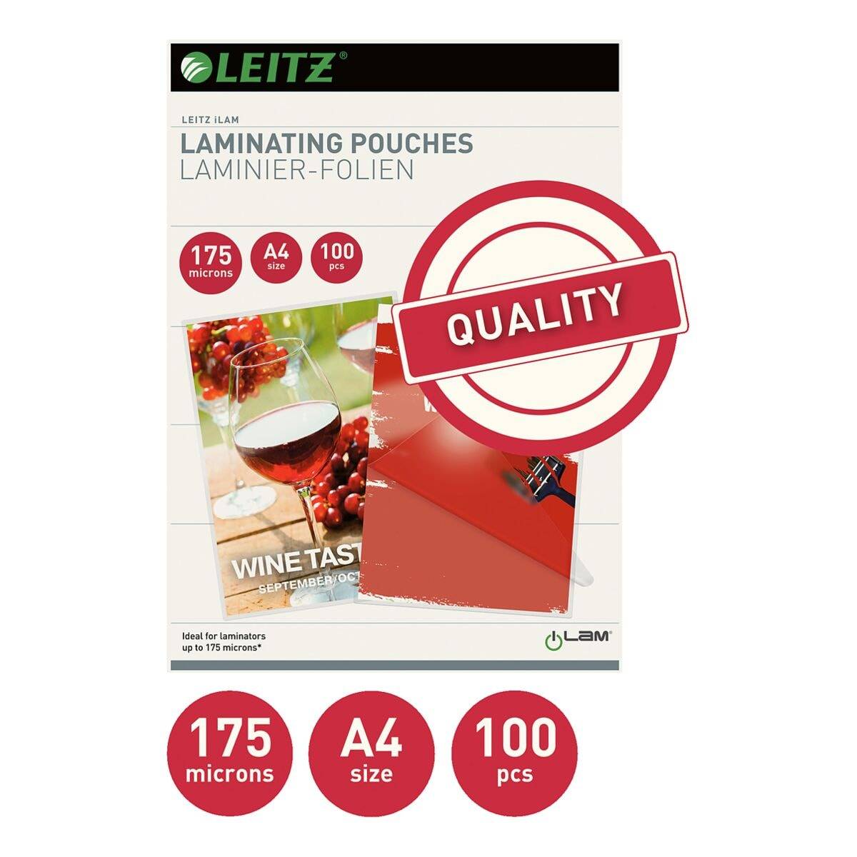 Leitz Laminierfolien A4 100 Stück 175 mic-1