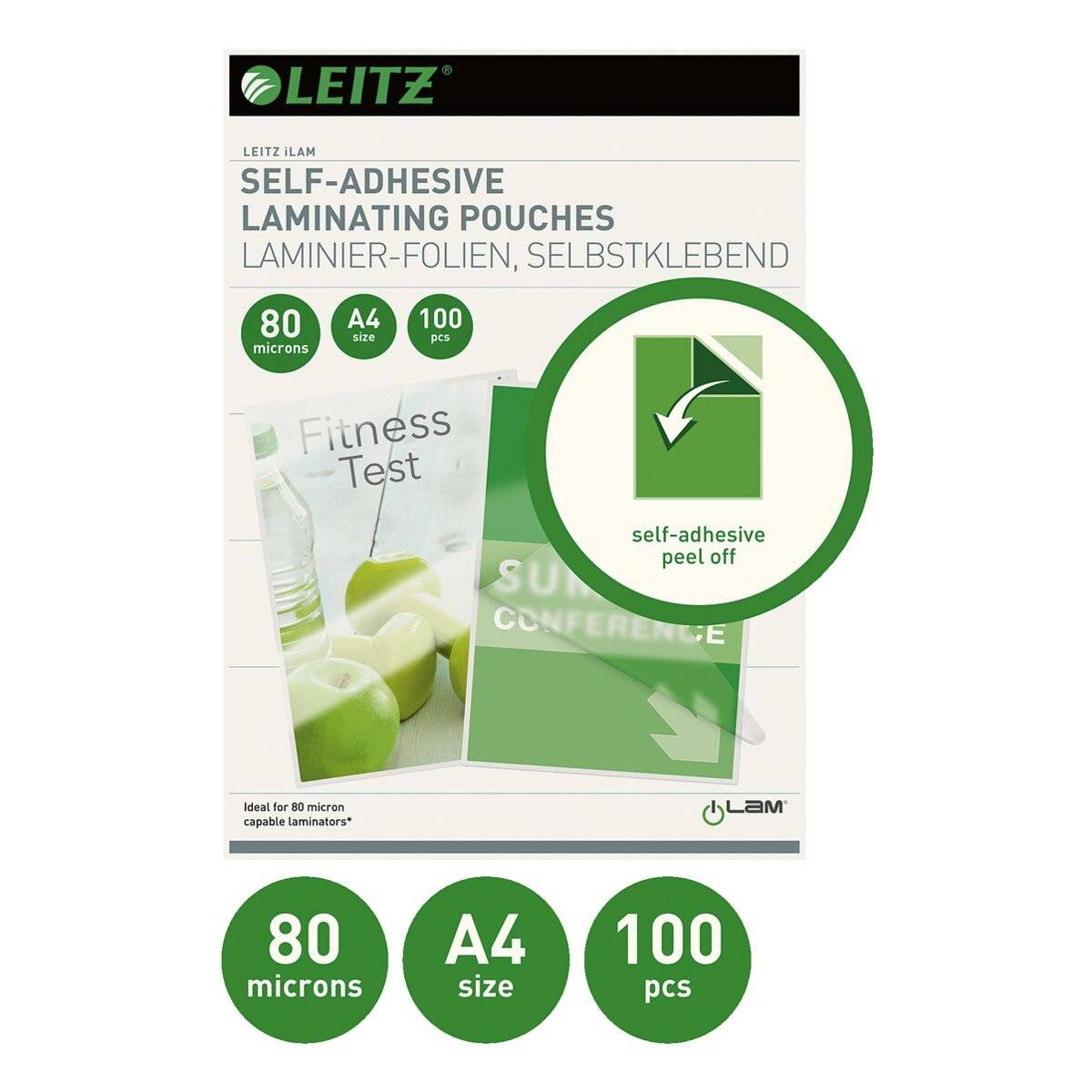 Leitz Laminierfolien A4 100 Stück 80 mic »selbstklebend«-1