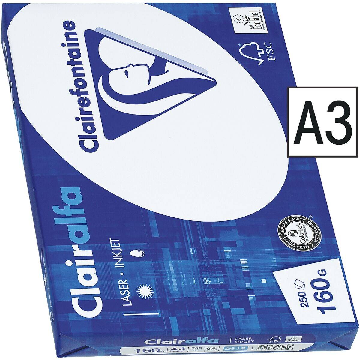 Clairalfa Multifunktionspapier, DIN A3, 160 g/qm, extra weiß (8010154)-1