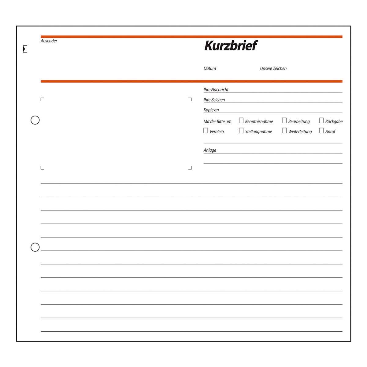 sigel Formularbuch "Kurzbrief", 2/3 A4, 50 Blatt, SD / CFB-1