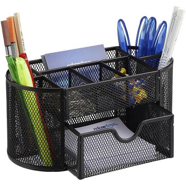 Relaxdays 10022482 Schreibtischorganizer mit Stifthaltern schwarz