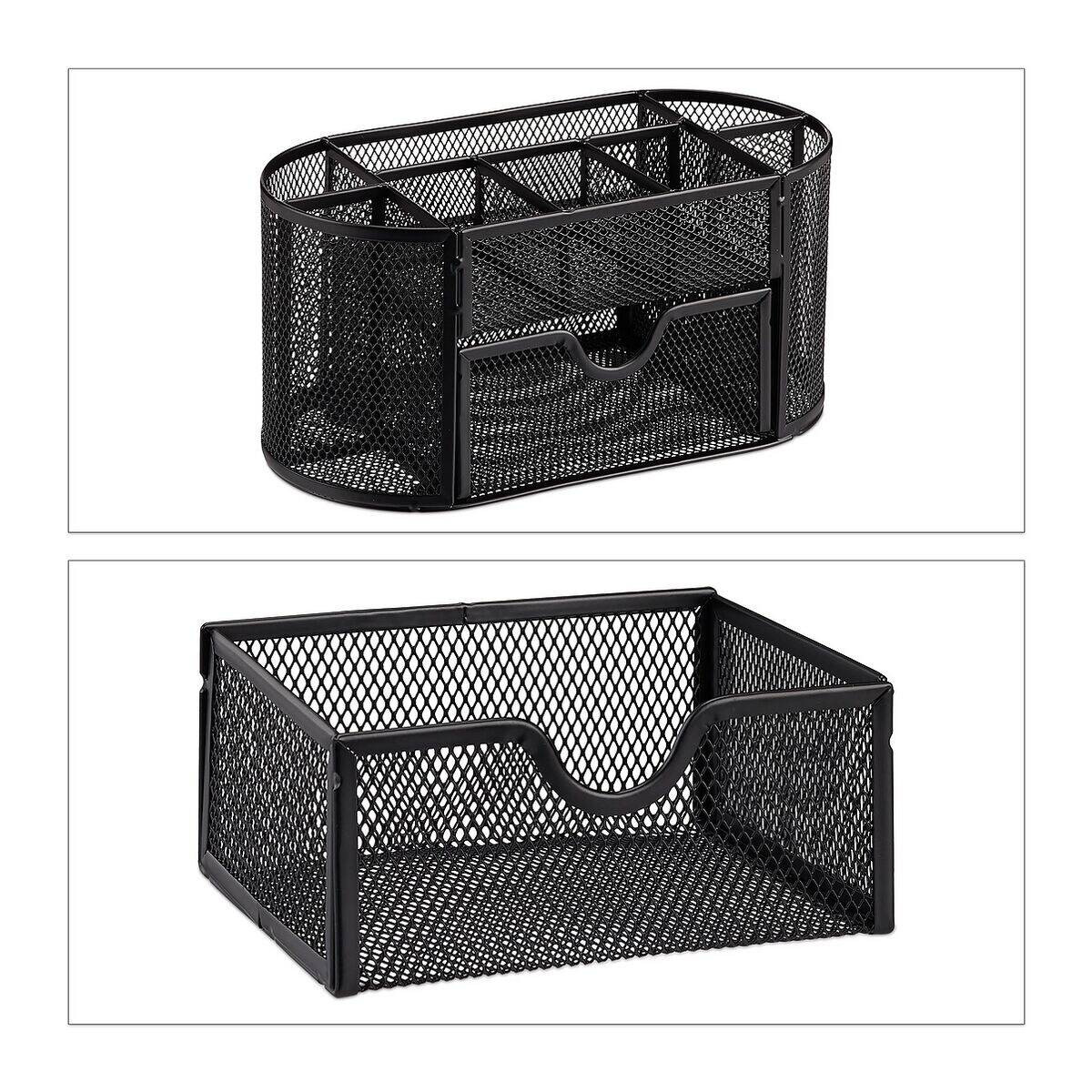 Relaxdays 10022482 Schreibtischorganizer mit Stifthaltern schwarz-4