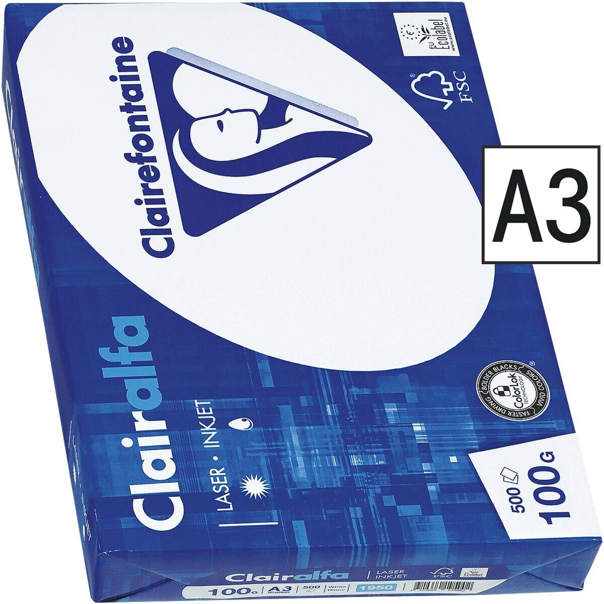 Kopierpapier Clairalfa A3 100g/qm weiß VE=500 Blatt-1