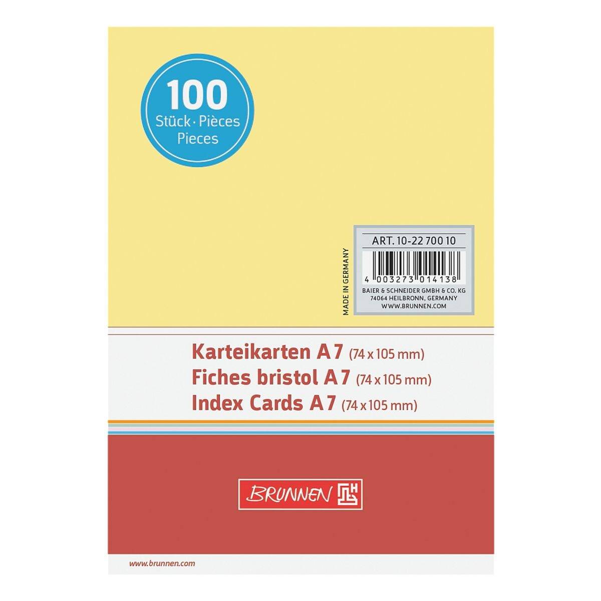 Karteikarten A7 blanko gelb VE=100 Stück-1