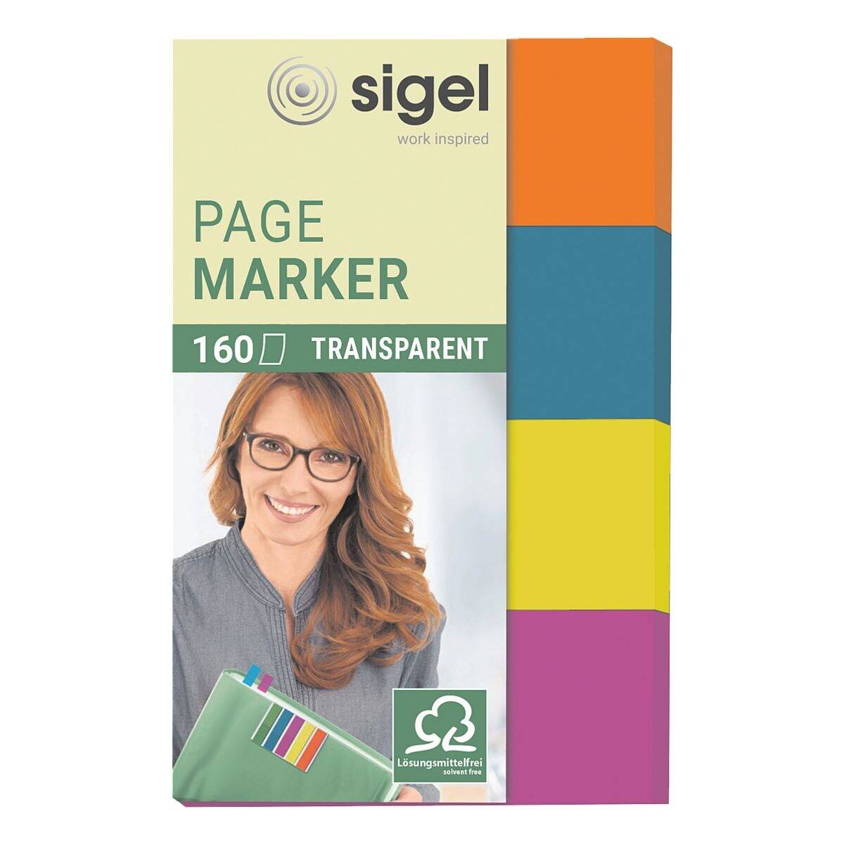 Sigel Haftmarker »Transparent« HN614 50 x 20 mm, orange/blau/gelb/pink-0