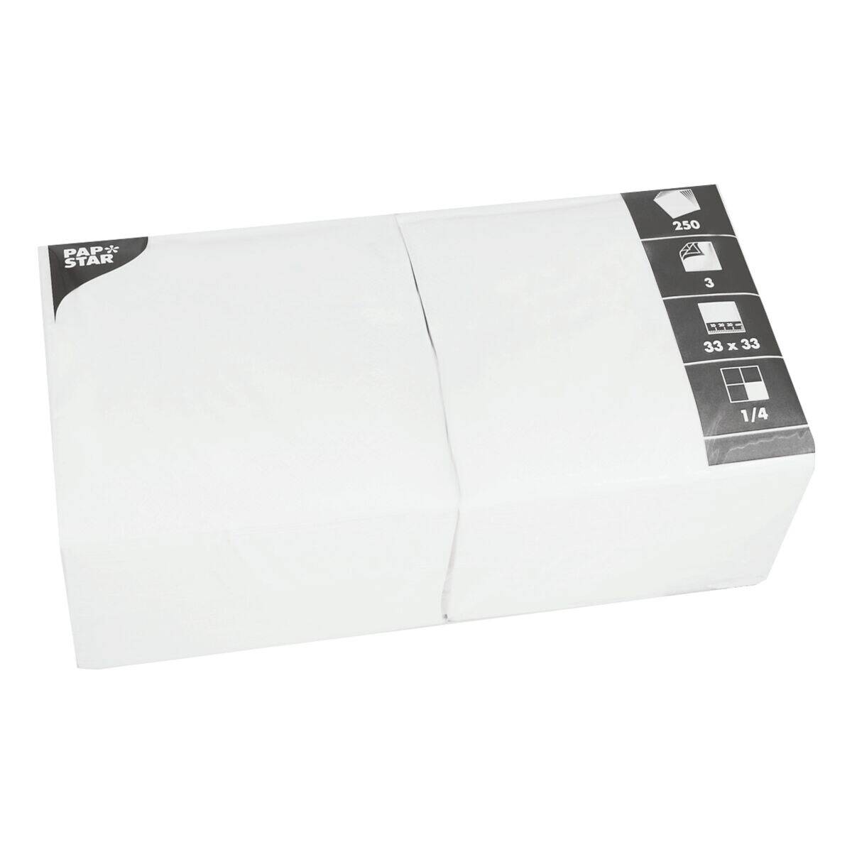 Servietten 33x33cm 3-lagig 1/4-Falz VE=250 Stück weiß-0
