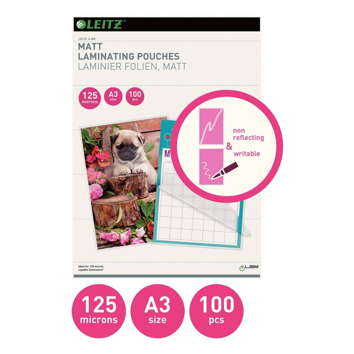 Leitz Laminierfolien A3 100 Stück 125 mic »matt«-1