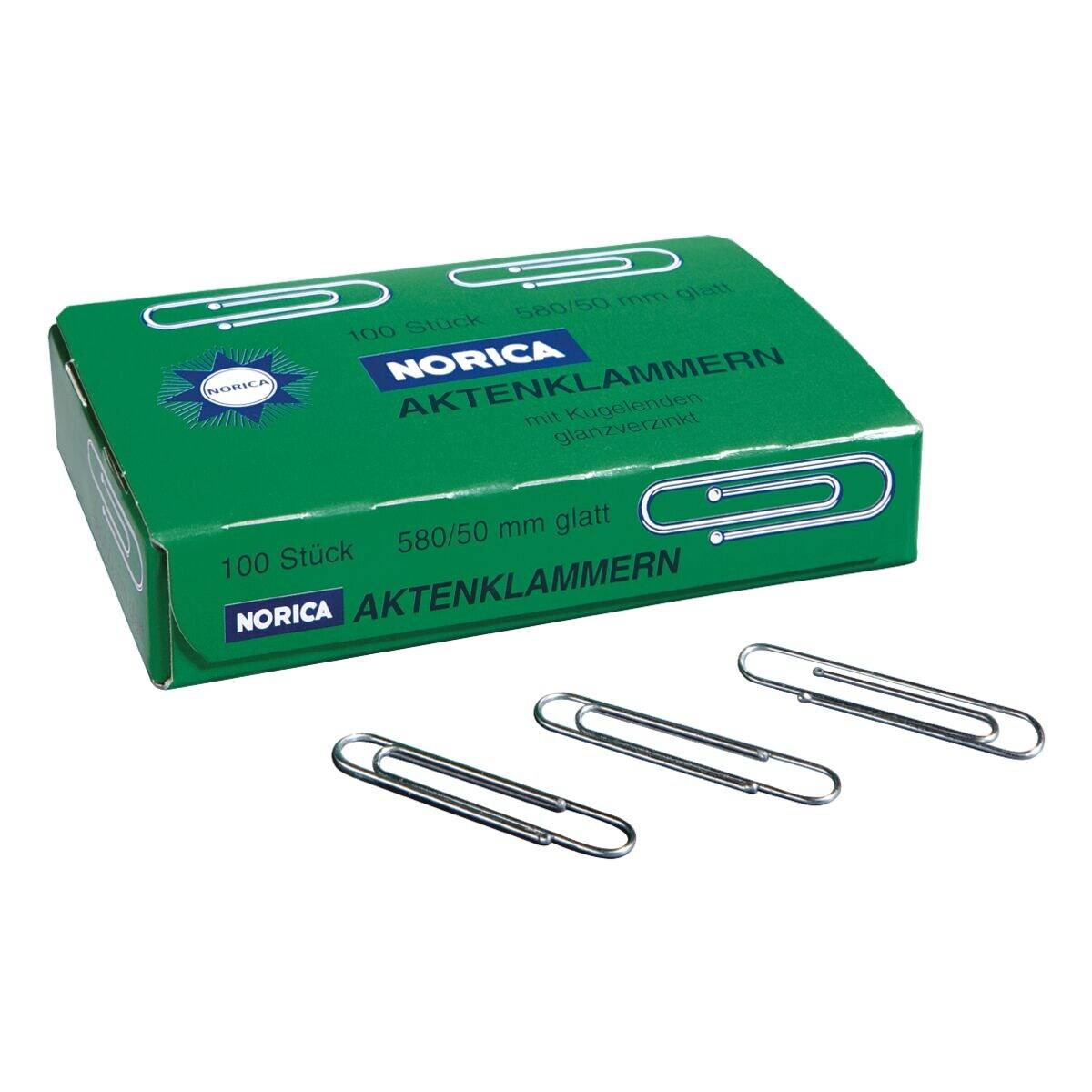 NORICA Büroklammern 50mm glatt, silberfarben, 100 Stück-0