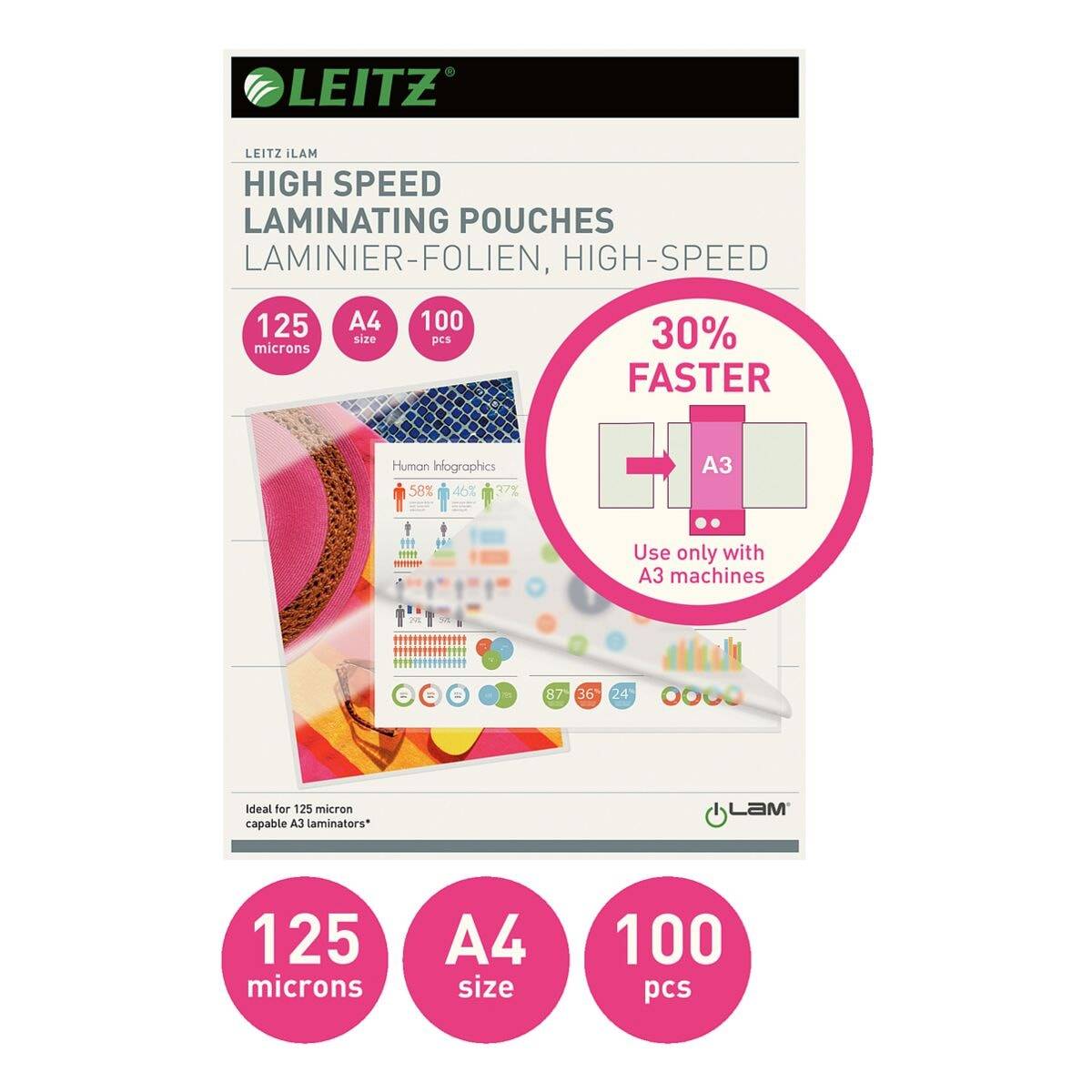 Leitz Laminierfolien A4 100 Stück 125 mic-1