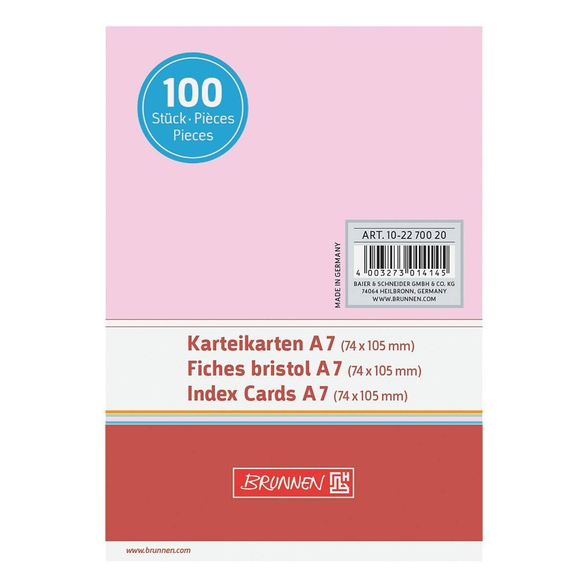 Karteikarten A7 blanko rot VE=100 Stück-1