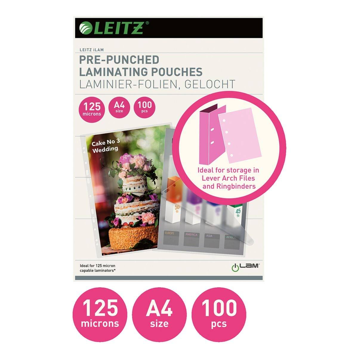 Leitz Laminierfolien A4 100 Stück 125 mic »abheftbar«-1