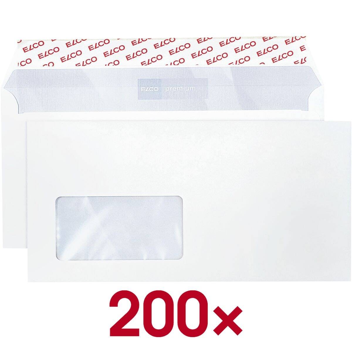 Elco Briefumschläge DL+ mit Fenster und Haftklebung - 200 Stück