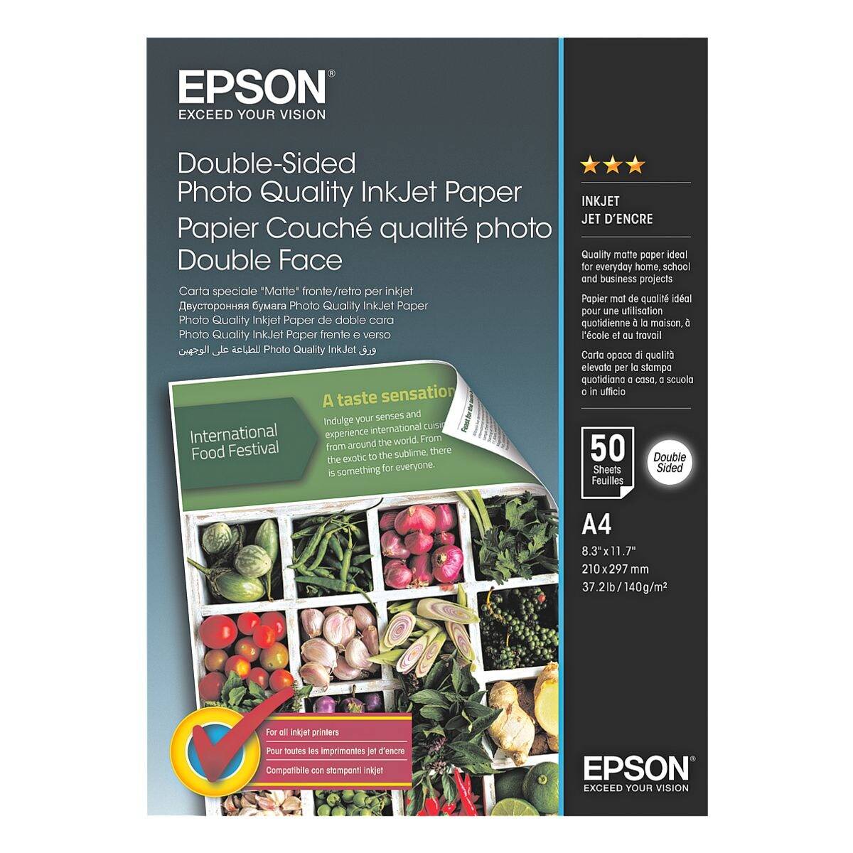 Epson Double-Sided Photo Quality Inkjet Paper - A4 - 50 Sheets, Tintenstrahldrucker, A4 (210x297 mm), Matt, 50 Blätter-0