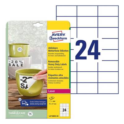 Avery-Zweckform 480 Wetterfeste Etiketten - 70x37 mm »L4718REV-20«-0