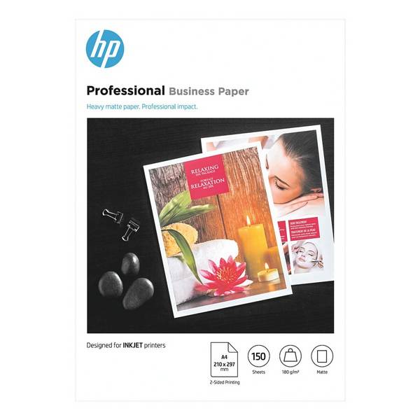 HP Professional Business-Papier, matt, 180 g/m2 A4 (210 x 297 mm), 150 Blatt, Tintenstrahldrucker, A4 (210x297 mm), Ma