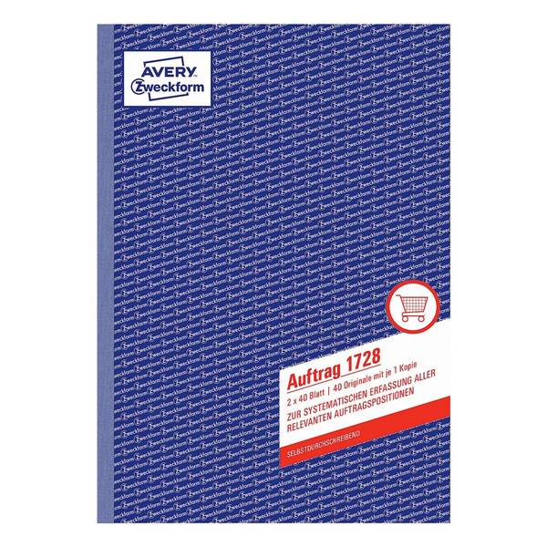 Avery Zweckform Auftrag 1728 DIN A4 +Durchschlag 2x40Blatt