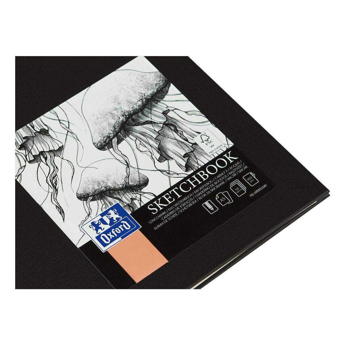 OXFORD - Skizzenbuch Sketchbook DIN A5 blanko schwarz Hardcover 50 Seiten - A5-4