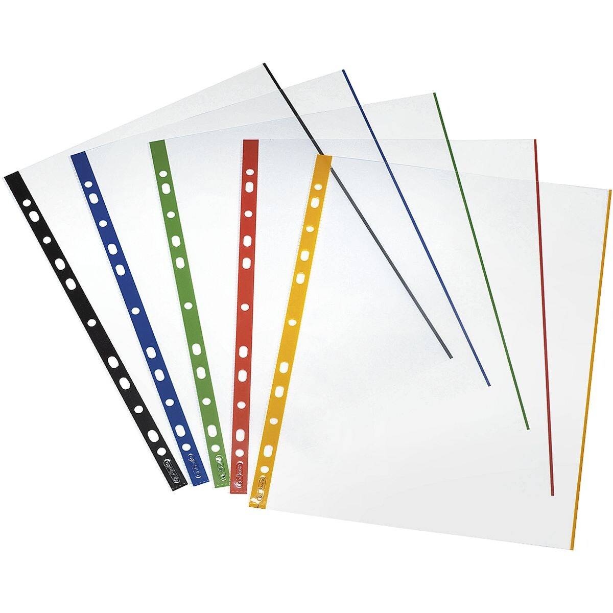 Herlitz Prospekthülle A4 glasklar, farbiger Rand, oben offen - 50 Stück-0