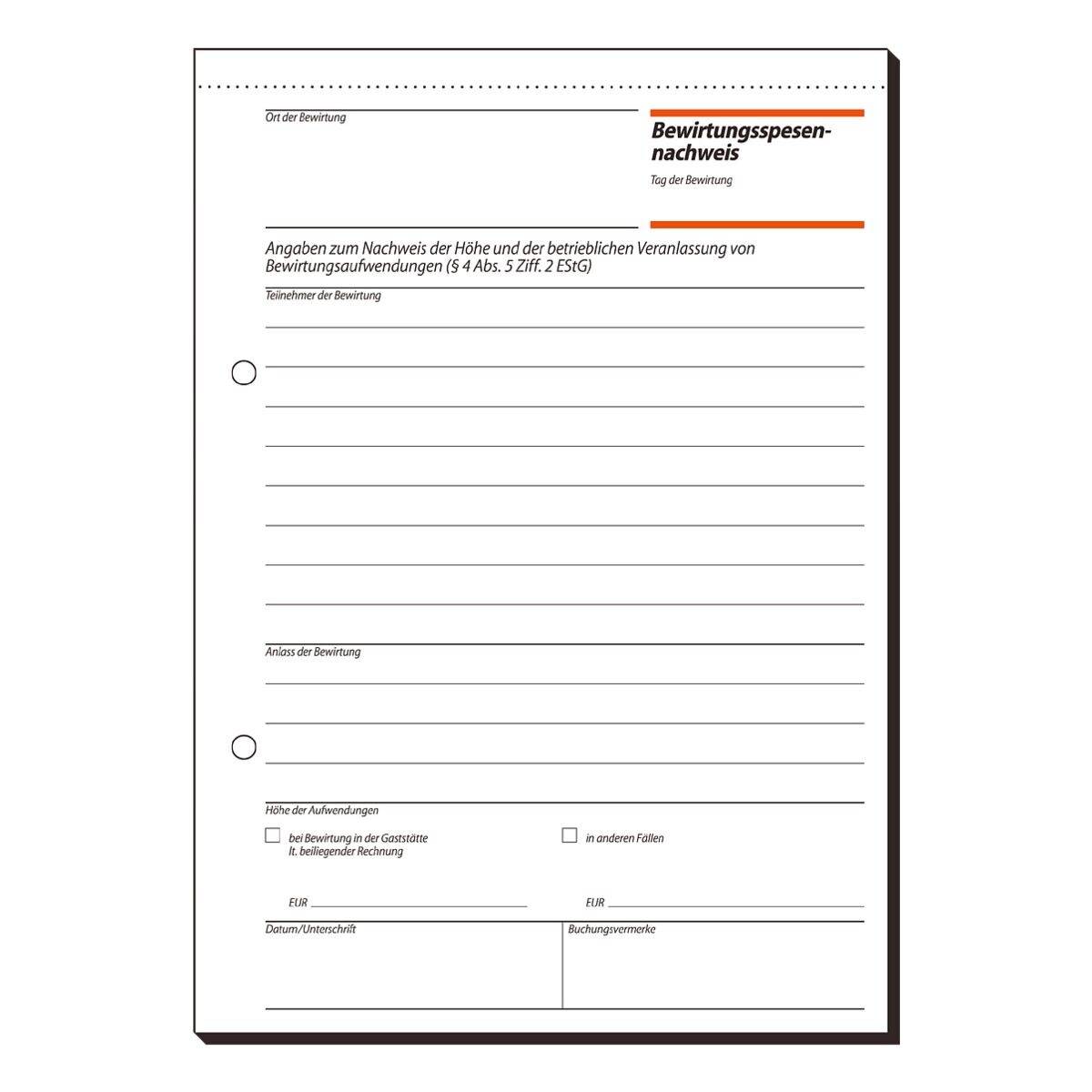 Sigel Formularvordrucke »Bewirtungsspesennachweis / Gaststättenrechnung« GB515-1