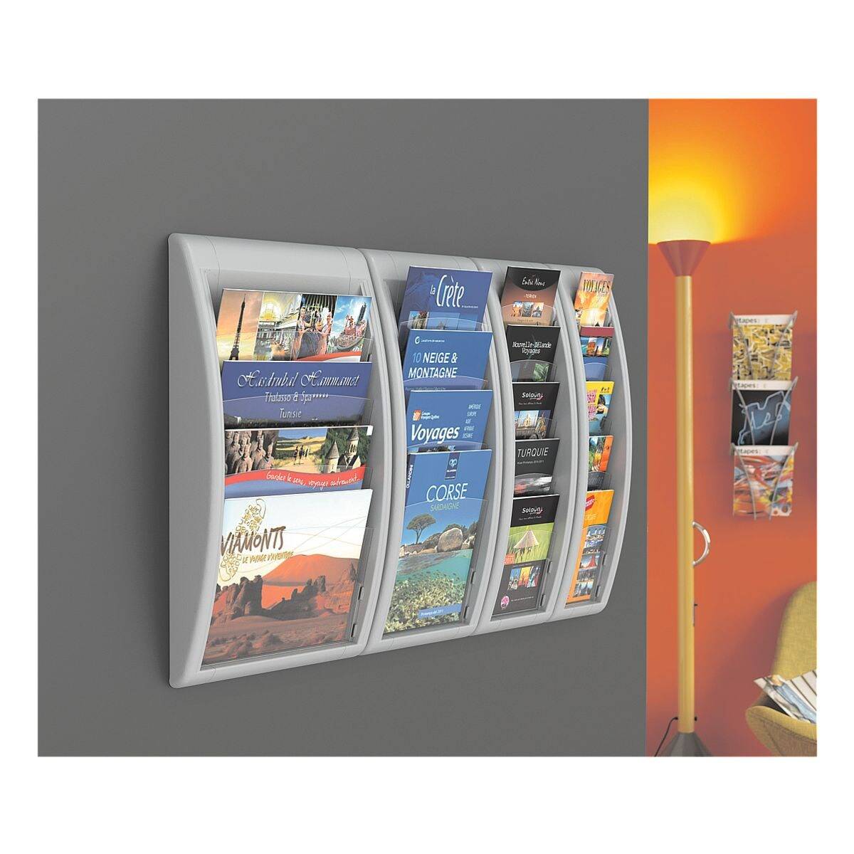 PAPERFLOW Wand-Prospekthalter Quick fit, DIN A5, grau (74600057)-1