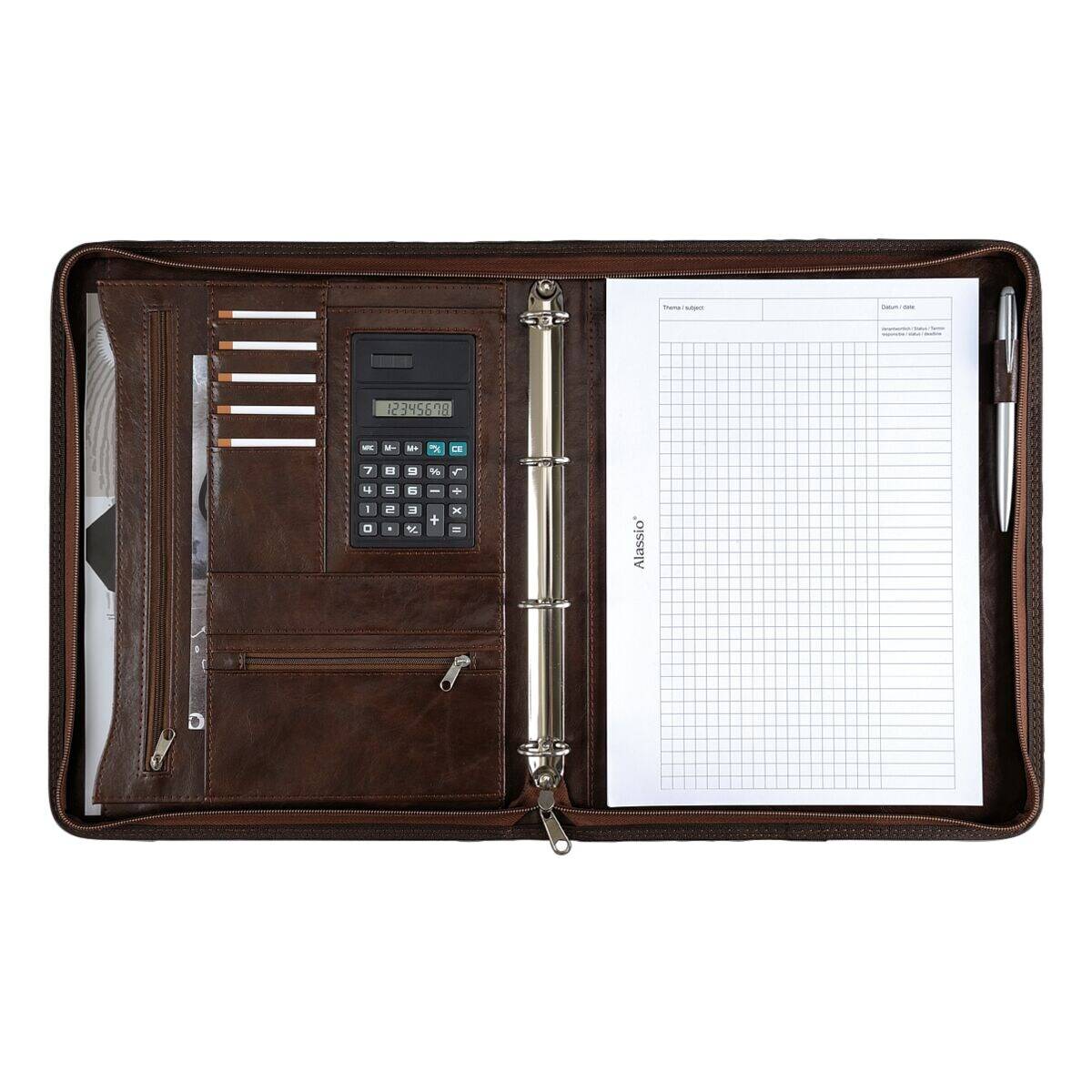 30064 - Präsentationsmappe - A4 - Braun - Visitenkarte - Papier - Mittelschnalle-0