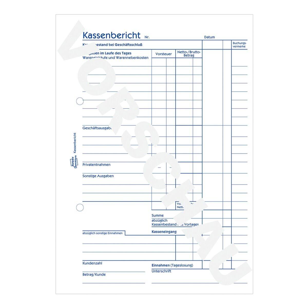 AVERY Zweckform Kassenbericht Formularbuch + GRATIS 1 St. 305-5-2